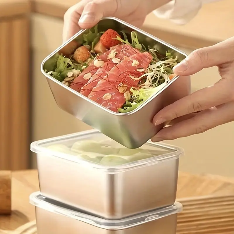 Stainless steel covered square plate, household rectangular magnetic small fresh-keeping box, tray, towel display board