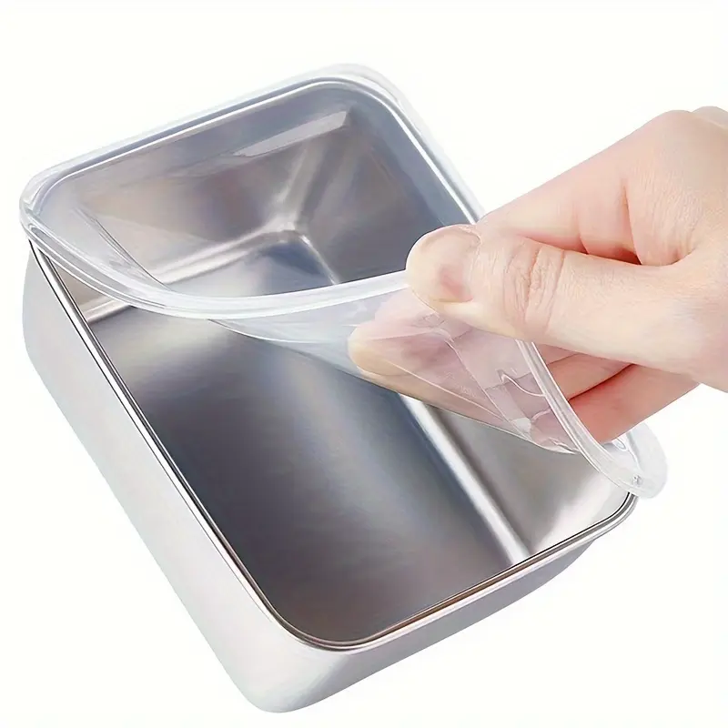 Stainless steel covered square plate, household rectangular magnetic small fresh-keeping box, tray, towel display board