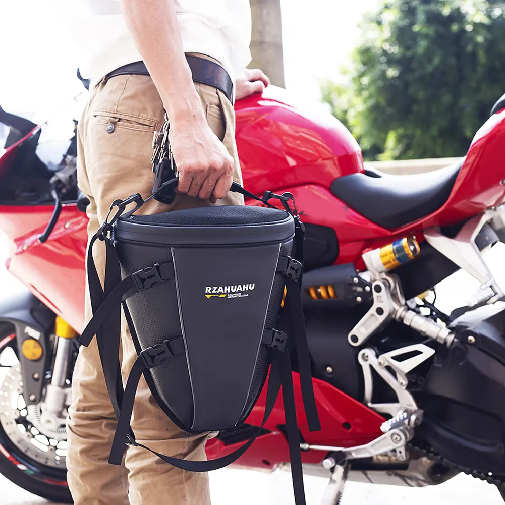 Motorcycle Rear Seat Bag Large Capacity Waterproof Crossbody Tail Bag Multifunctional Motorcycle Saddle Bag for Outdoor Riding