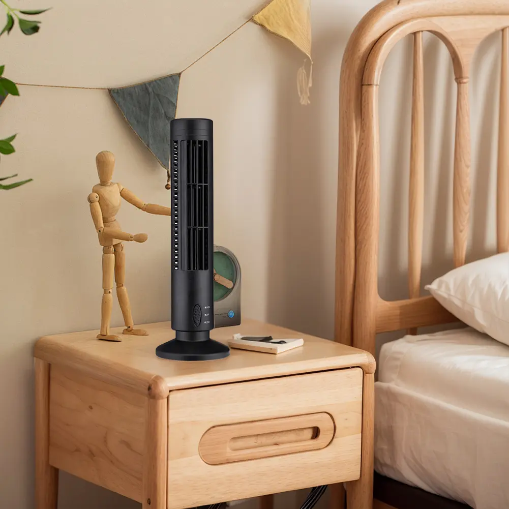 Vertical Bladeless Tower Fan 2 Wind Speed Portable Electric Fan Cooling Standing Air Conditioner Fan for Living Room Bedroom