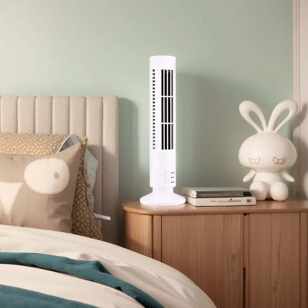 Vertical Bladeless Tower Fan 2 Wind Speed Portable Electric Fan Cooling Standing Air Conditioner Fan for Living Room Bedroom