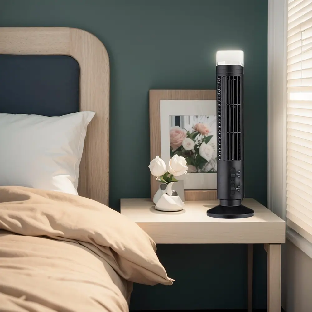 Vertical Bladeless Tower Fan 2 Wind Speed Portable Electric Fan Cooling Standing Air Conditioner Fan for Living Room Bedroom