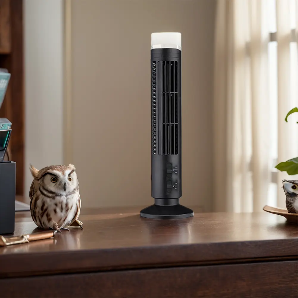 Vertical Bladeless Tower Fan 2 Wind Speed Portable Electric Fan Cooling Standing Air Conditioner Fan for Living Room Bedroom