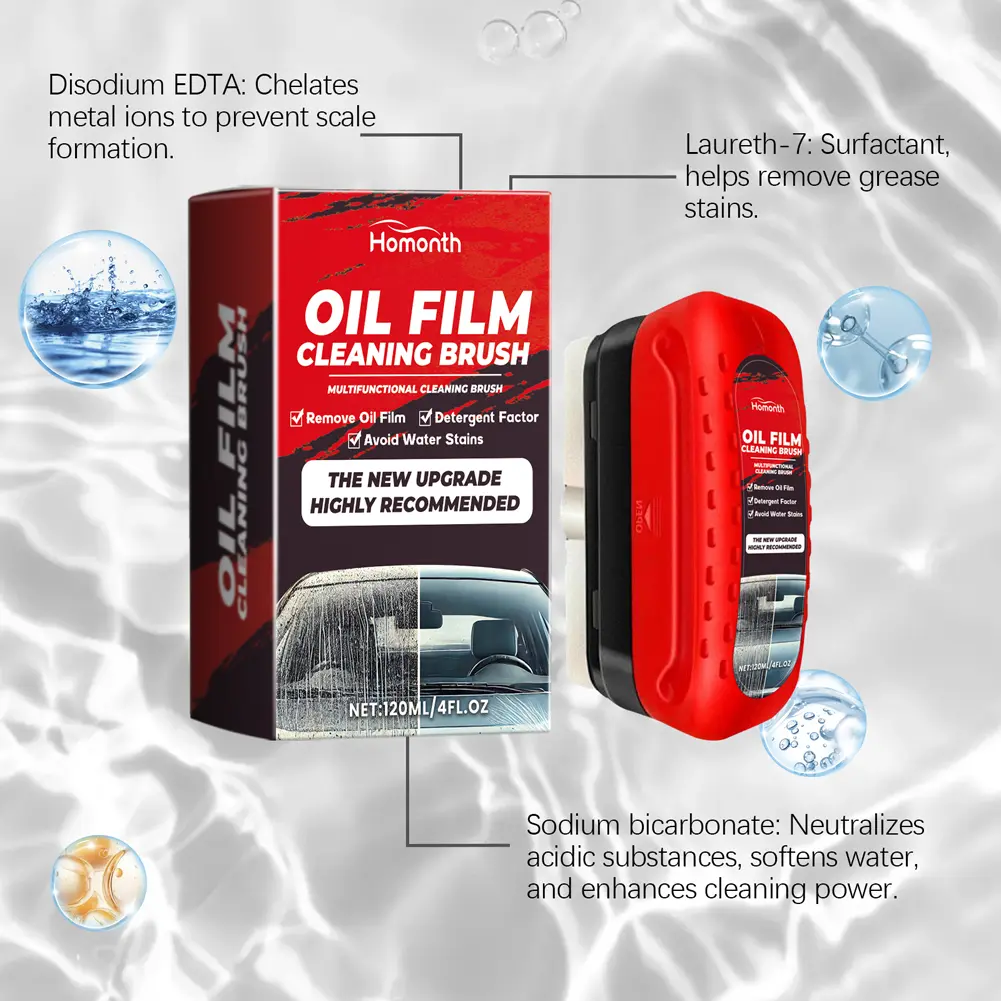 Car Glass Oil Film Remover Powerful Car Glass Glossy Sponge Front Inner Windshield Cleaning Brush Auto Window Oil Film Cleaner