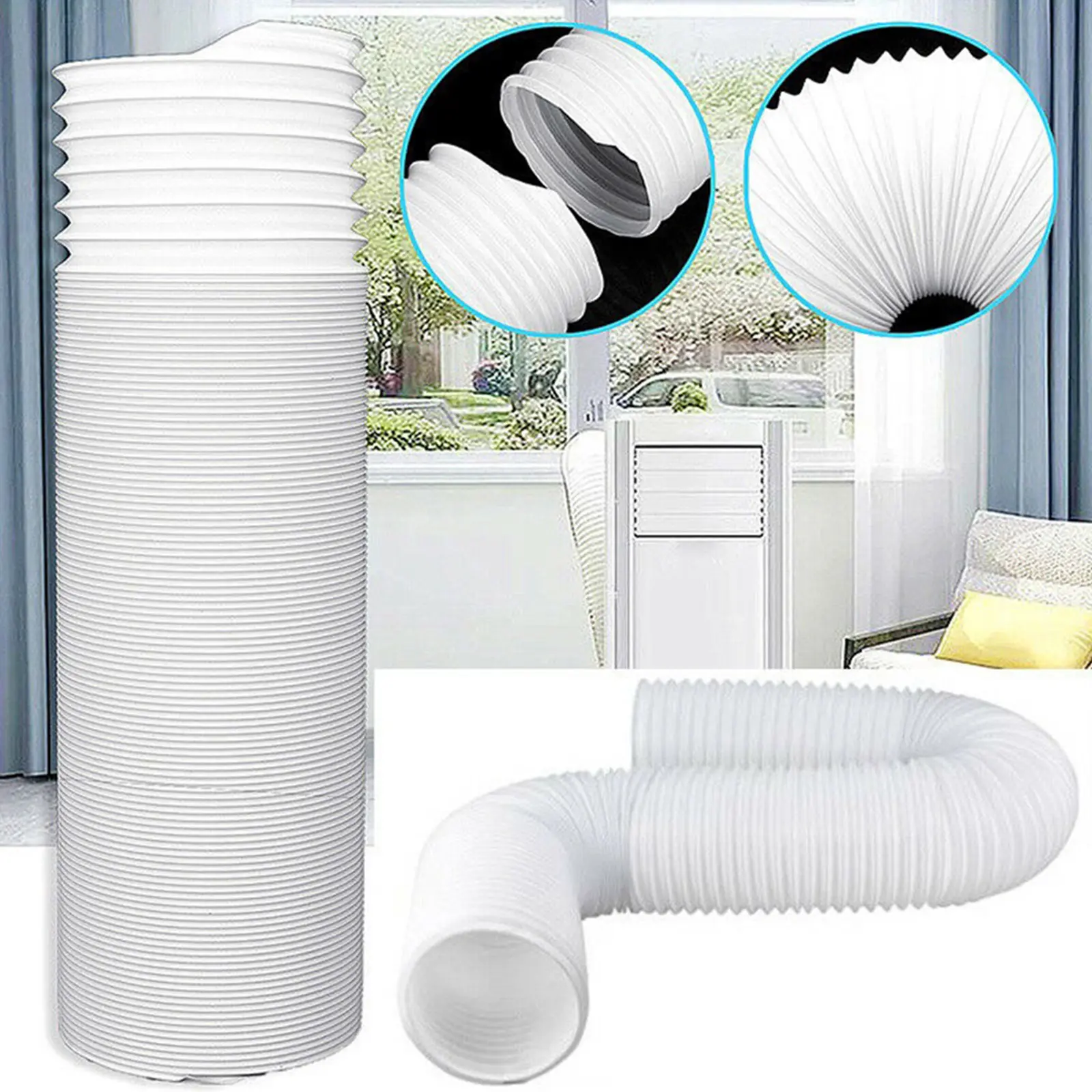 Air Conditioner Window Vent Kit Adjustable Air Conditioner Exhaust Hose Tube Connector Extension Pipe AC Exhaust Vent Hose Set