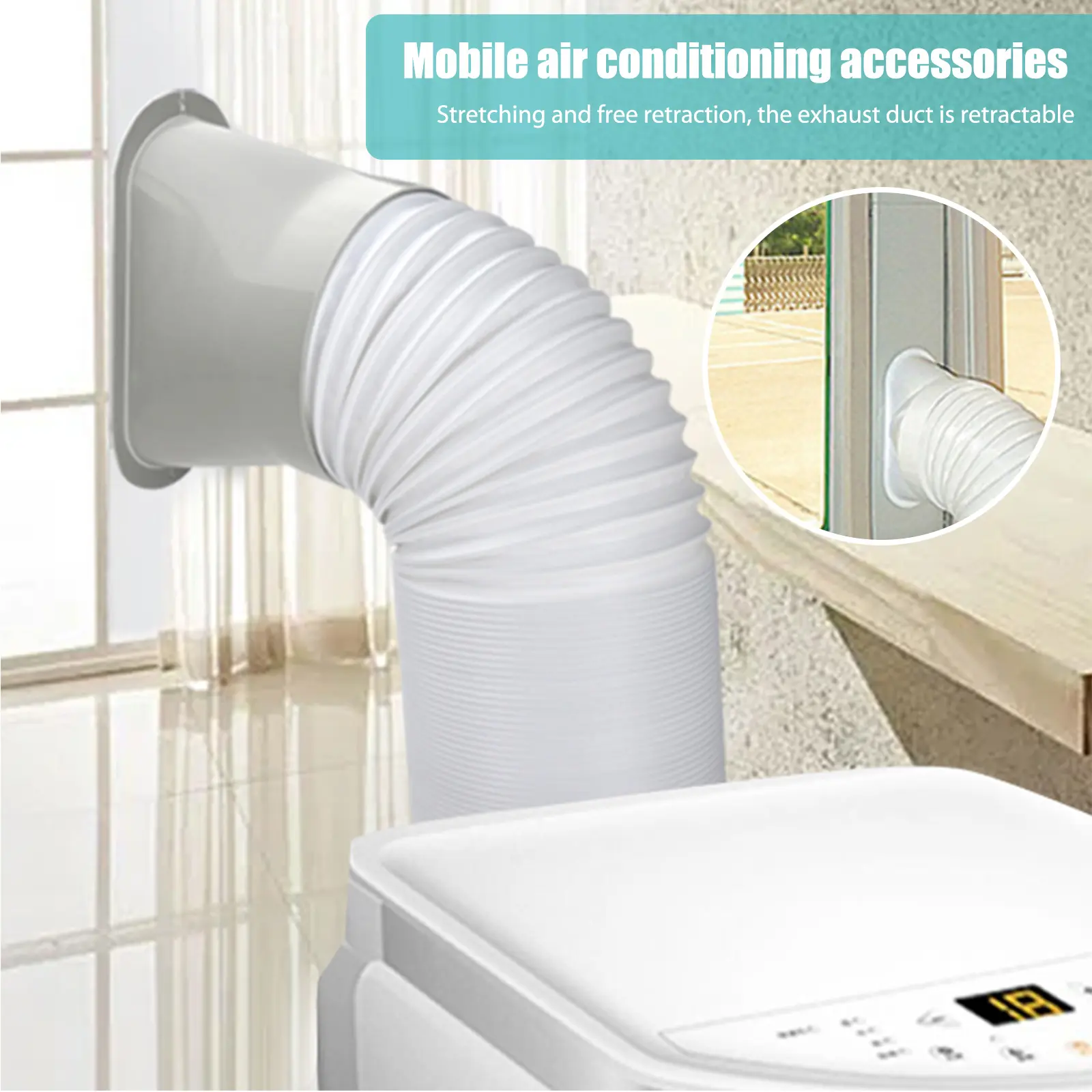 Air Conditioner Window Vent Kit Adjustable Air Conditioner Exhaust Hose Tube Connector Extension Pipe AC Exhaust Vent Hose Set