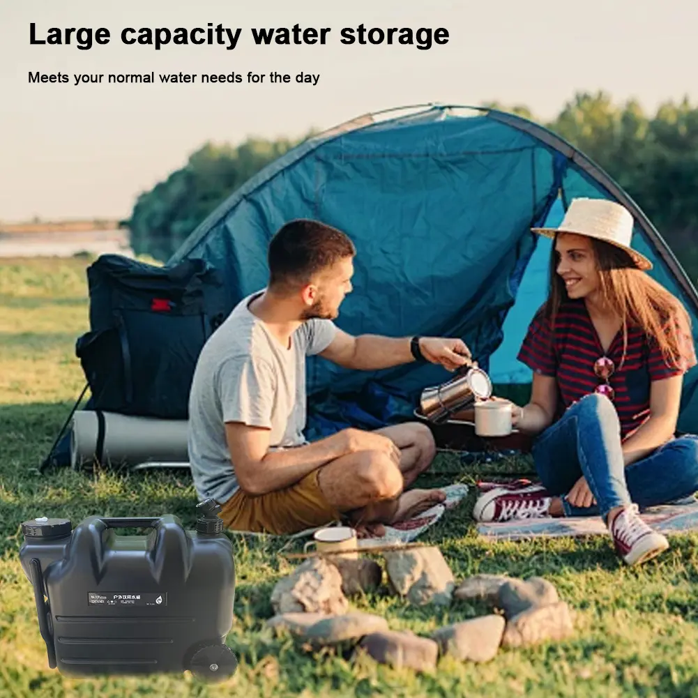 28L Portable Trolley Large Water Tank No Leakage with Faucet & Wheel Car Drinking Water Storage Box Water Jug for Picnic Hiking