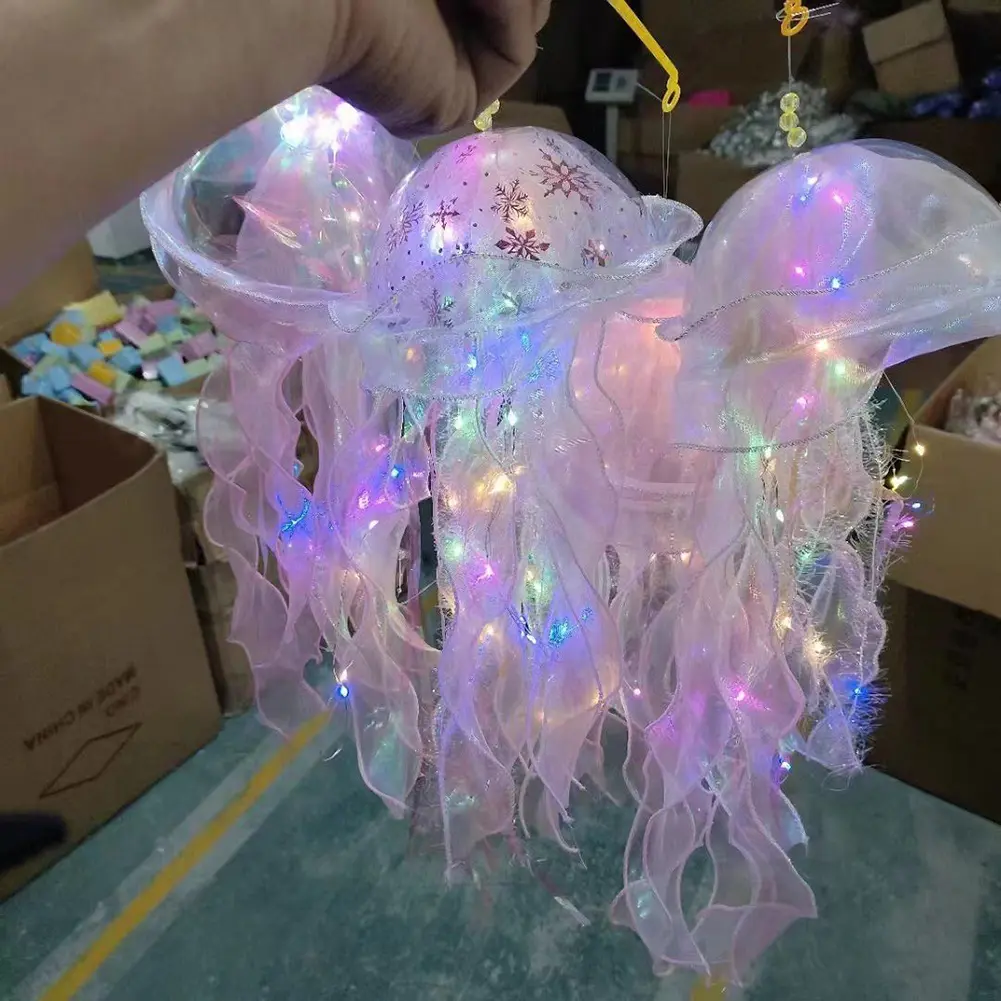 1-6PCS Jellyfish Night Light Lamp Hanging Pendant LED Light Jellyfish Lamp Atmosphere Decorative Lantern Home Room Decoration