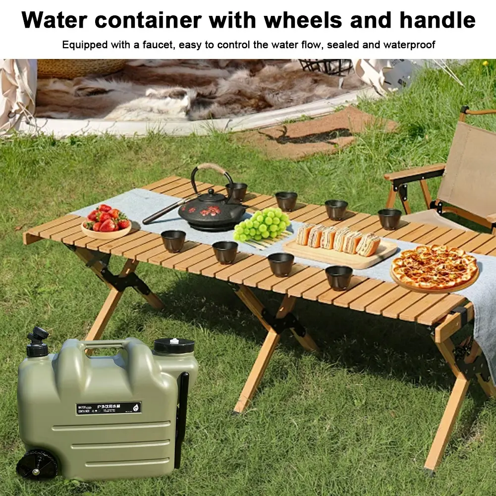 28L Portable Trolley Large Water Tank No Leakage with Faucet & Wheel Car Drinking Water Storage Box Water Jug for Picnic Hiking