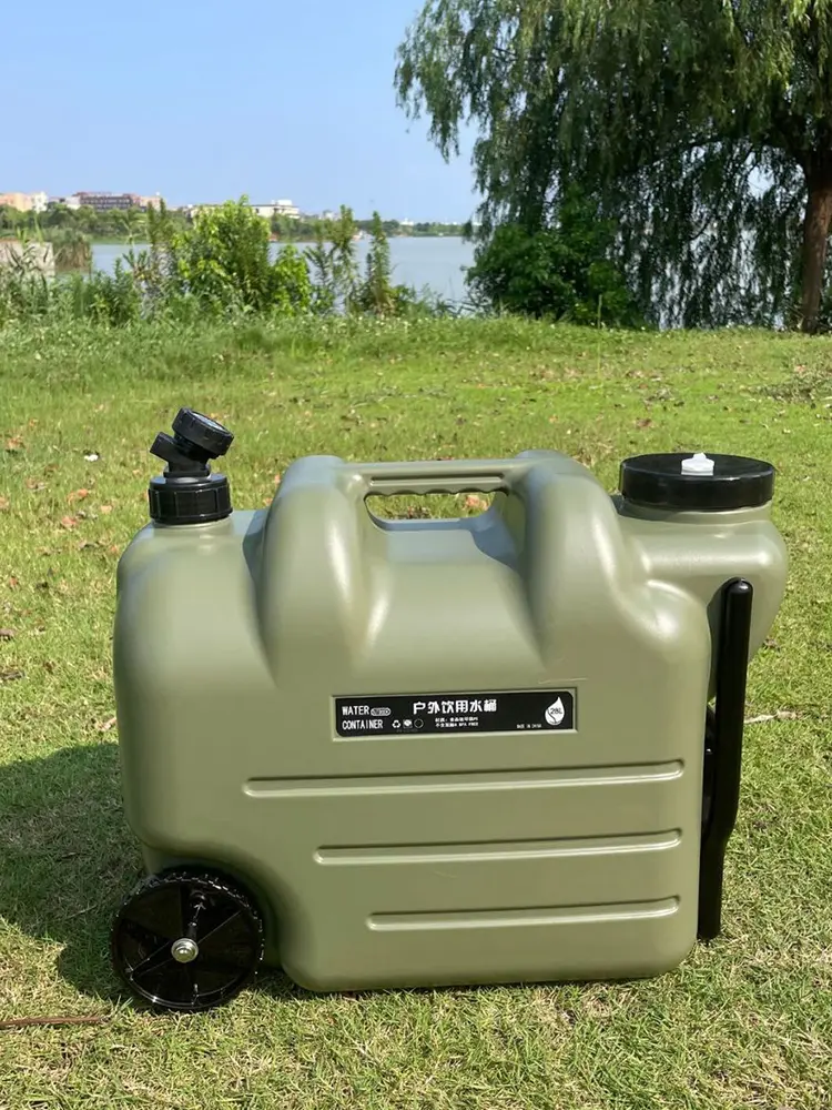 28L Portable Trolley Large Water Tank No Leakage with Faucet & Wheel Car Drinking Water Storage Box Water Jug for Picnic Hiking