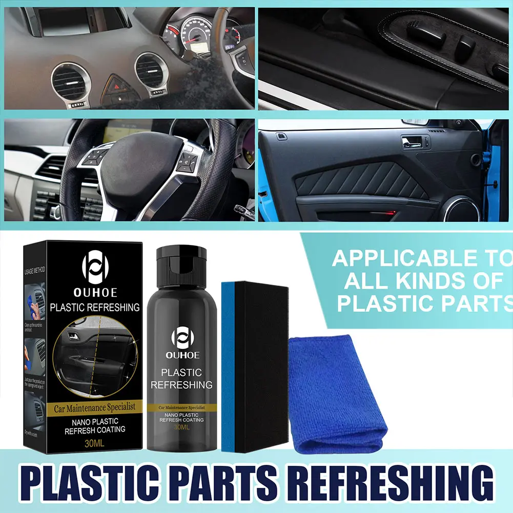 30ML/50ML Car Plastics Restorer Car Scratch Remover Refurbish Agent Automotive Interior Cleaning Plastic Refreshing Coating Kit