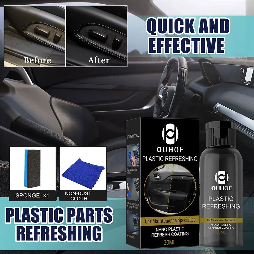30ML/50ML Car Plastics Restorer Car Scratch Remover Refurbish Agent Automotive Interior Cleaning Plastic Refreshing Coating Kit