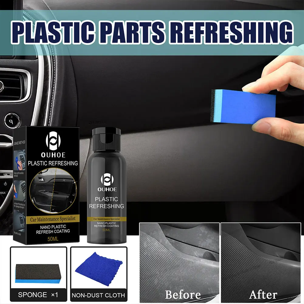 30ML/50ML Car Plastics Restorer Car Scratch Remover Refurbish Agent Automotive Interior Cleaning Plastic Refreshing Coating Kit