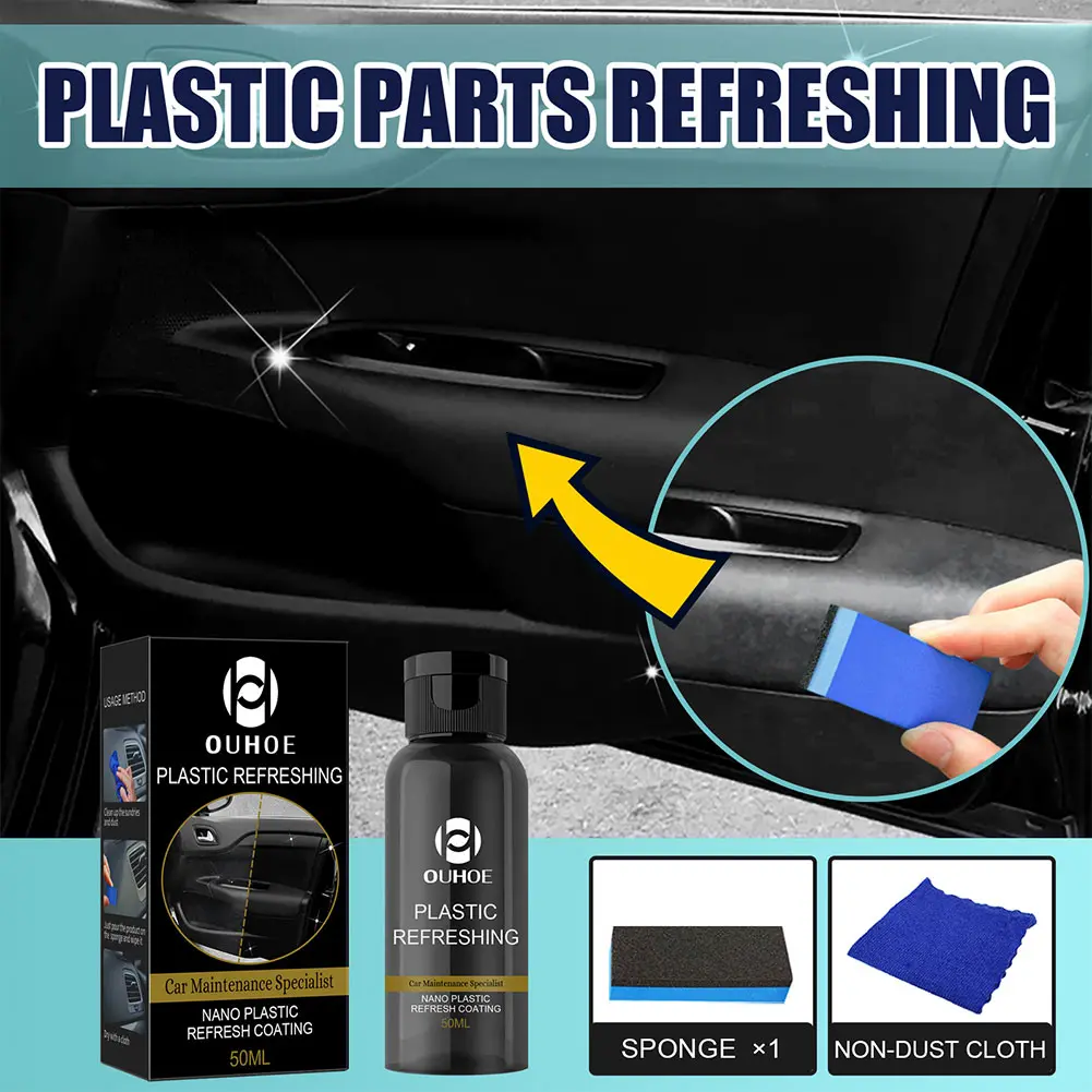 30ML/50ML Car Plastics Restorer Car Scratch Remover Refurbish Agent Automotive Interior Cleaning Plastic Refreshing Coating Kit