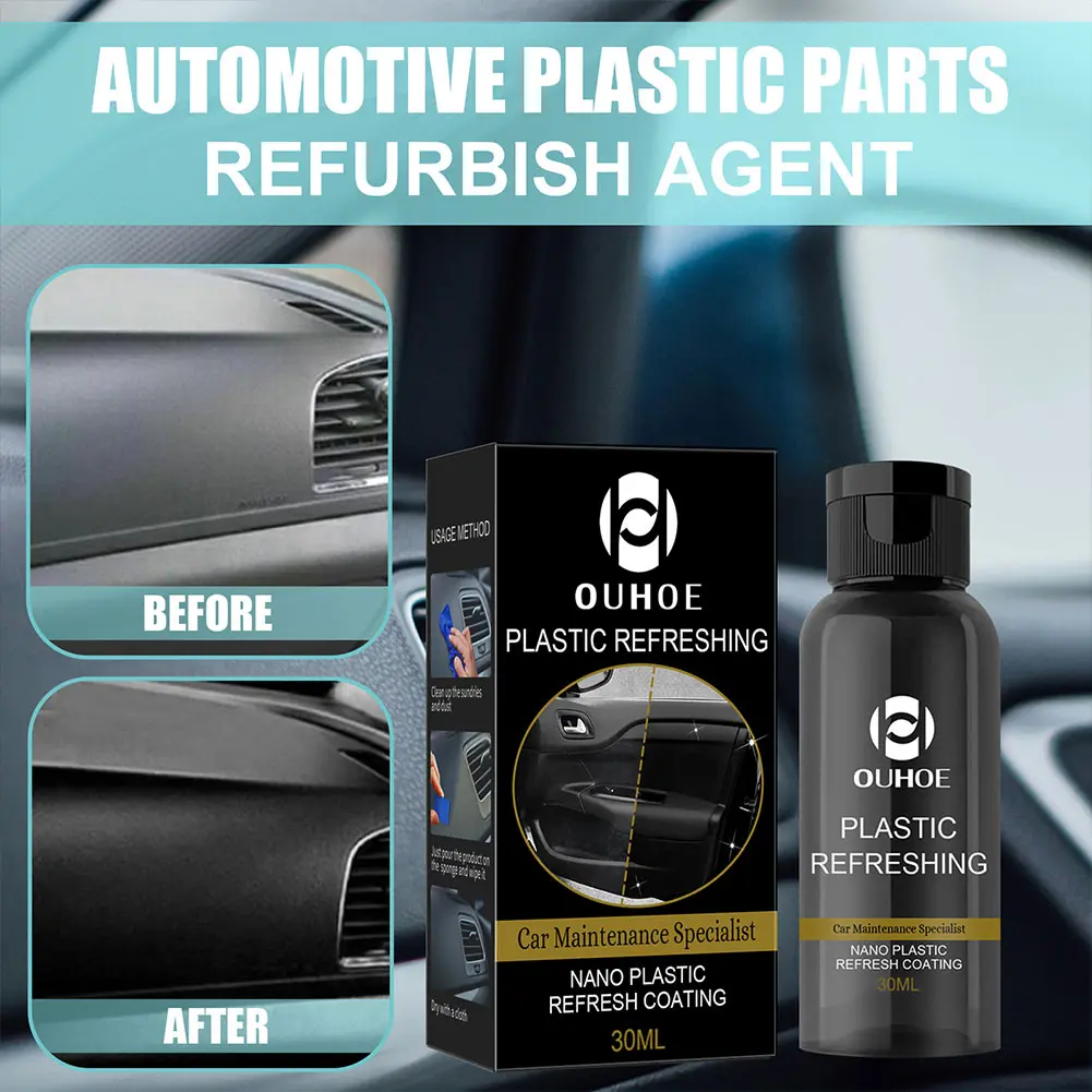 30ML/50ML Car Plastics Restorer Car Scratch Remover Refurbish Agent Automotive Interior Cleaning Plastic Refreshing Coating Kit
