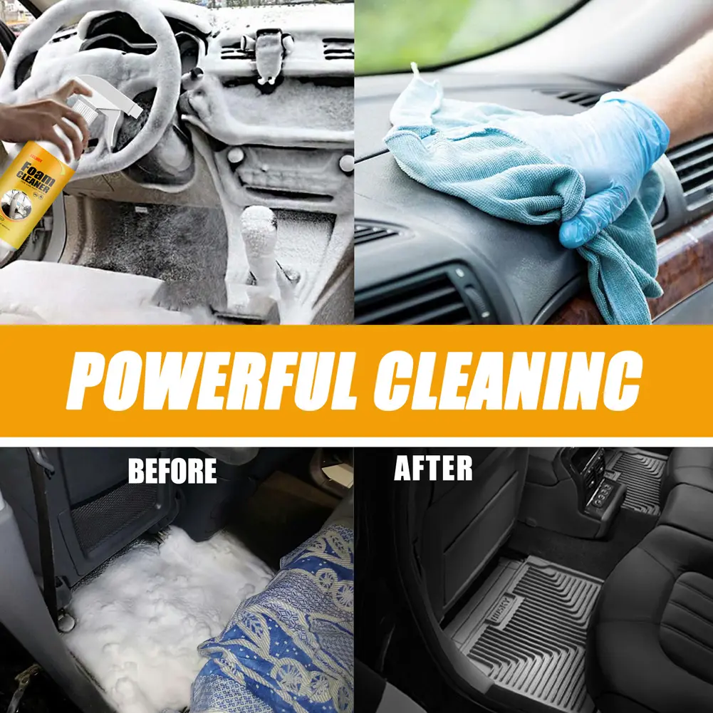 60ml Multi-Purpose Foam Cleaner Leather Seat Cleaning Tool Powerful Car Foam Spray Car Interior Stain Removal Maintenance Wash