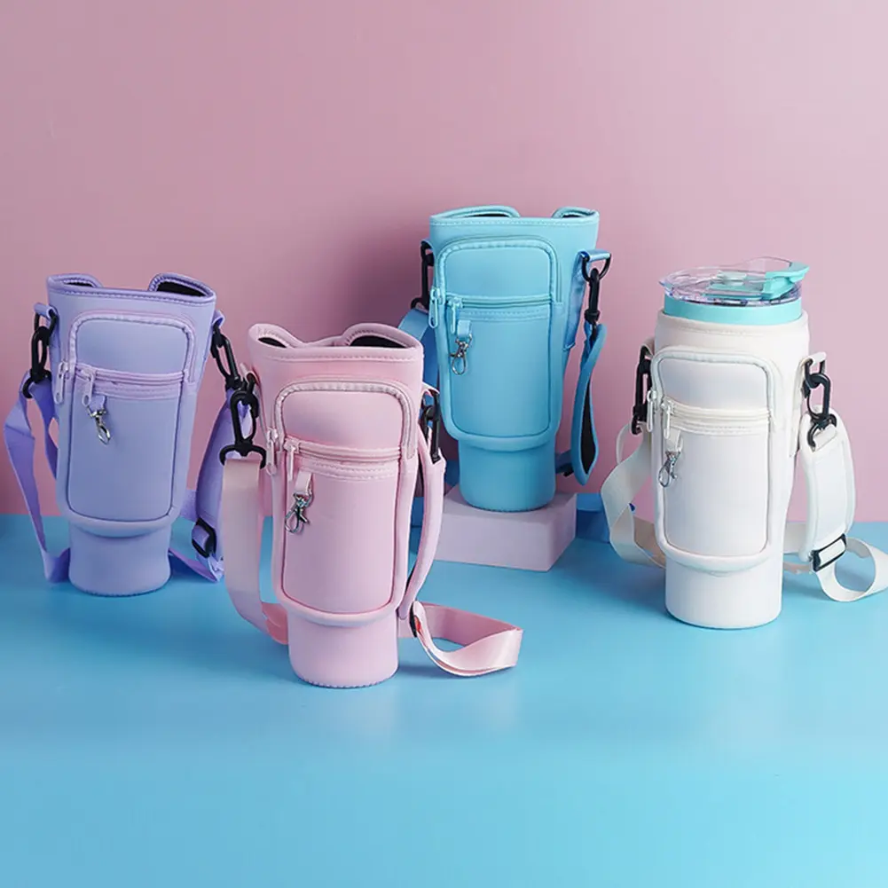 Water Bottle Carrier Bag Neoprene Water Bottle Pouch Holder for Stanley 40oz Tumbler Accessories Insulated Thermos Cup Cover