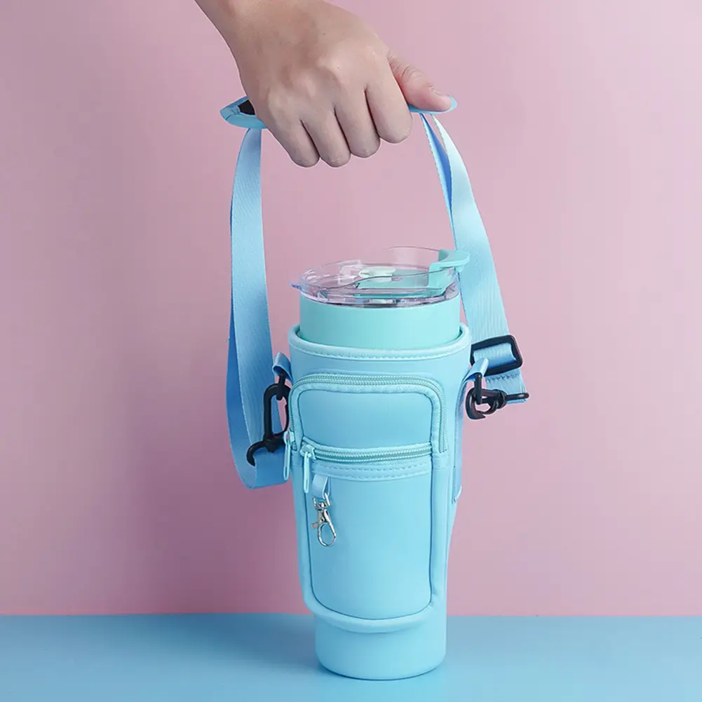 Water Bottle Carrier Bag Neoprene Water Bottle Pouch Holder for Stanley 40oz Tumbler Accessories Insulated Thermos Cup Cover
