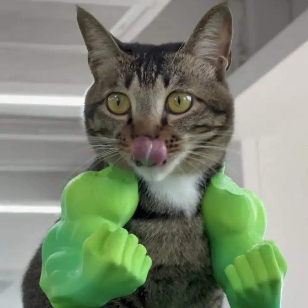 3D Printed Cat Muscle Arm Adjustable Cat Neck Arms with Muscle Lightweight Funny Giant Arms Cat Cosplay Costume Halloween Props