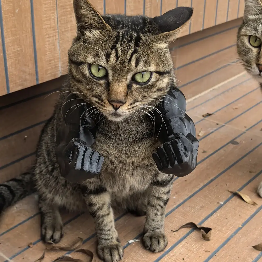 3D Printed Cat Muscle Arm Adjustable Cat Neck Arms with Muscle Lightweight Funny Giant Arms Cat Cosplay Costume Halloween Props