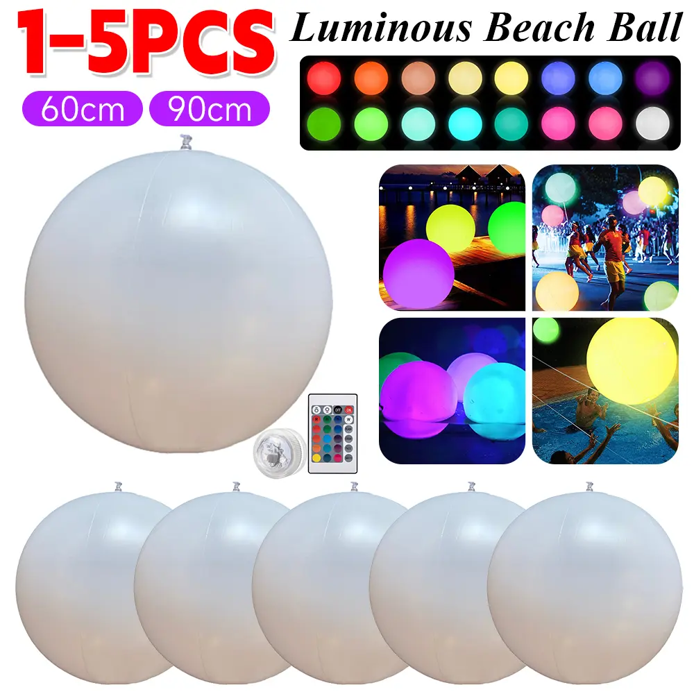 LED Garden Ball Light 16 Colors Luminous Beach Ball Summer Swimming Pool Inflatable Beach Balloons Wedding Party Decorations