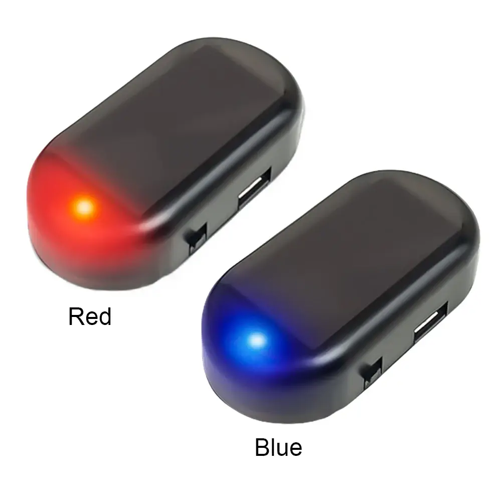 Solar Powered Car Fake Security Light Blue/Red Light Simulated Dummy Alarm Flashing Imitation Lamp Wireless Strobe Signal Alarm