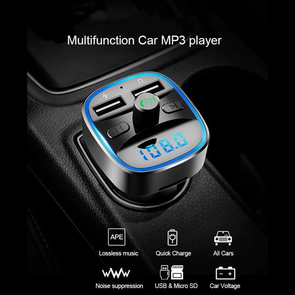 T25 Car Bluetooth 5.0 FM Modulator Transmitter Fast Charging Charger MP3 Player