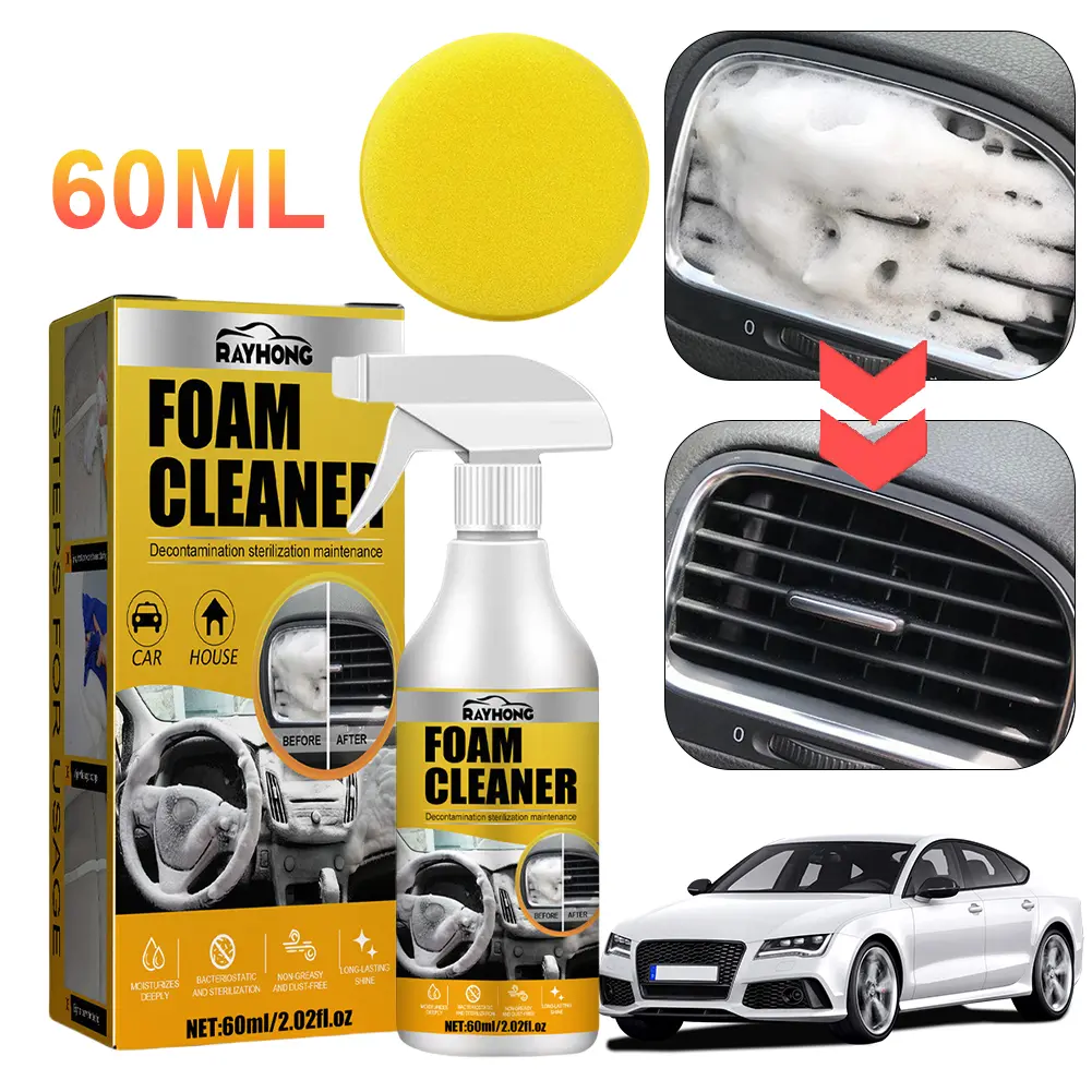 60ml Car Interior Foam Cleaner Car Interior Strong Decontamination Multi-Purpose Foam Cleaner Automobile Cleaning Accessories