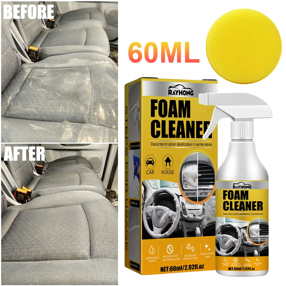 60ml Car Interior Foam Cleaner Car Interior Strong Decontamination Multi-Purpose Foam Cleaner Automobile Cleaning Accessories