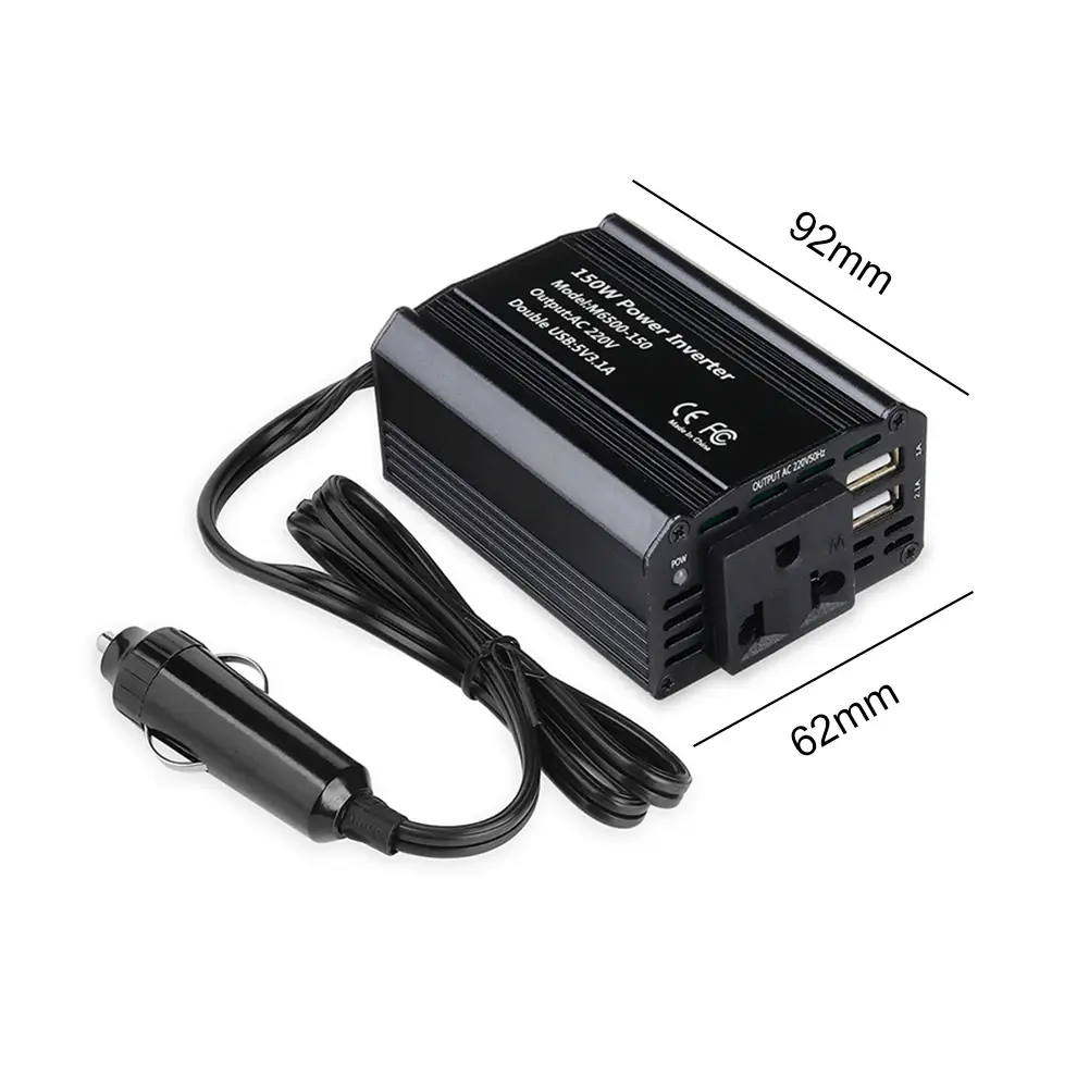 150W Automobile Inverter Converter with Cooling Fan 12V 110V/220V Power Inverter Car Charge Converter EU US Plug Socket