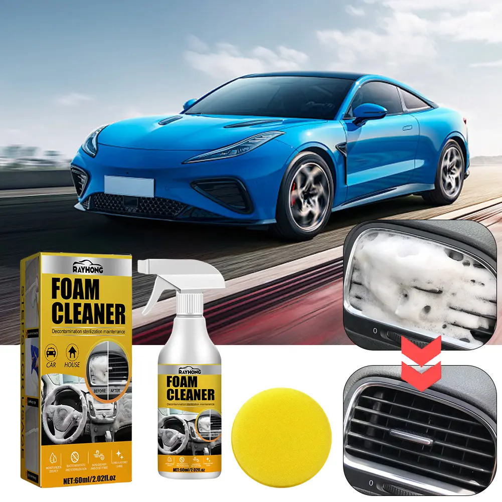 60ml Car Interior Foam Cleaner Car Interior Strong Decontamination Multi-Purpose Foam Cleaner Automobile Cleaning Accessories