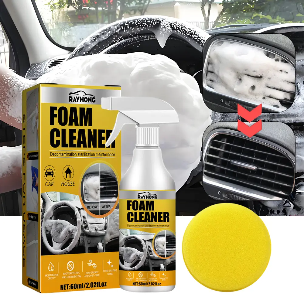 60ml Car Interior Foam Cleaner Car Interior Strong Decontamination Multi-Purpose Foam Cleaner Automobile Cleaning Accessories