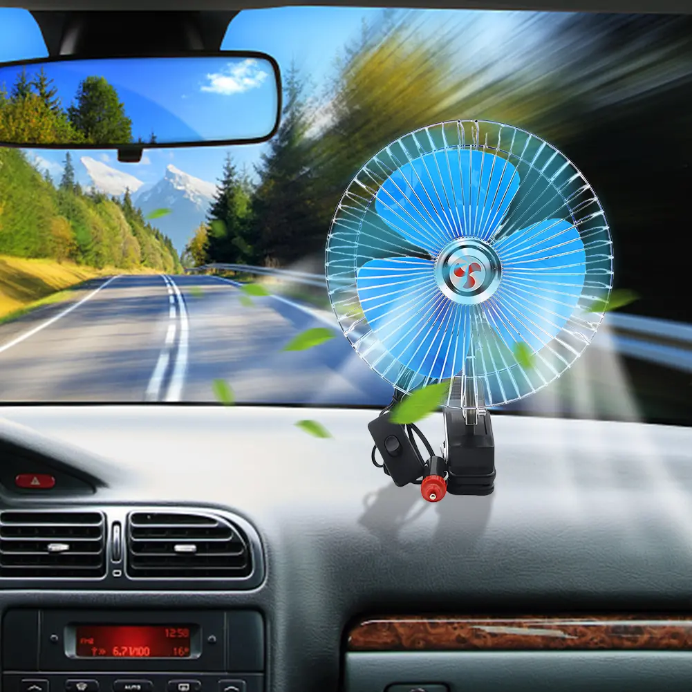 15W 24V Car Fan Truck Vehicle Portable Mini Fan Low Noise Strong Wind Car Air Conditioning Clip On Fan Air Circulator Ventilator