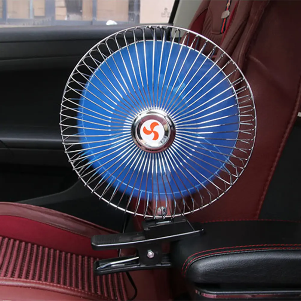 15W 24V Car Fan Truck Vehicle Portable Mini Fan Low Noise Strong Wind Car Air Conditioning Clip On Fan Air Circulator Ventilator