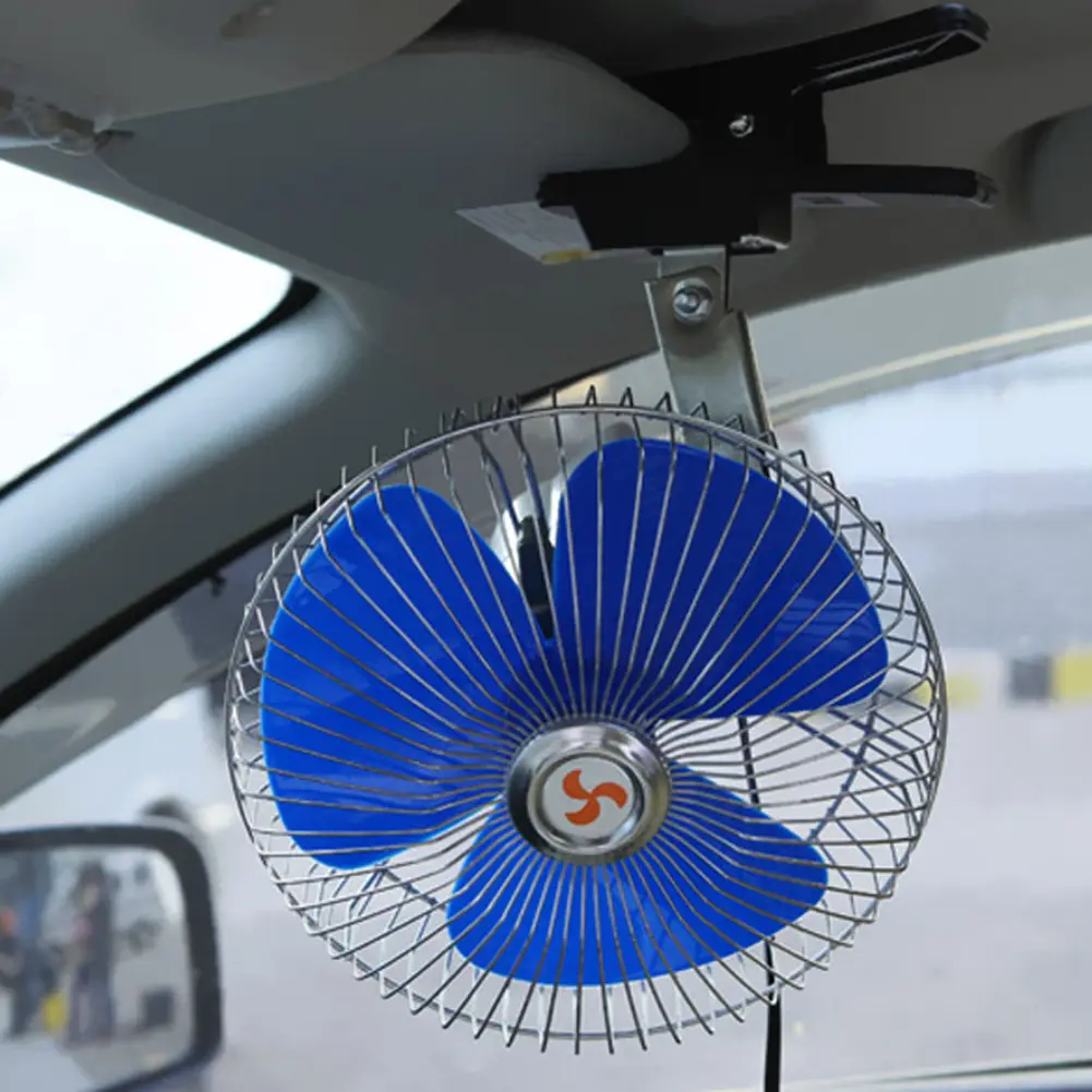 15W 24V Car Fan Truck Vehicle Portable Mini Fan Low Noise Strong Wind Car Air Conditioning Clip On Fan Air Circulator Ventilator
