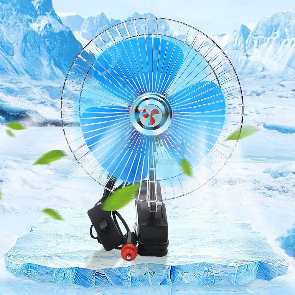 15W 24V Car Fan Truck Vehicle Portable Mini Fan Low Noise Strong Wind Car Air Conditioning Clip On Fan Air Circulator Ventilator