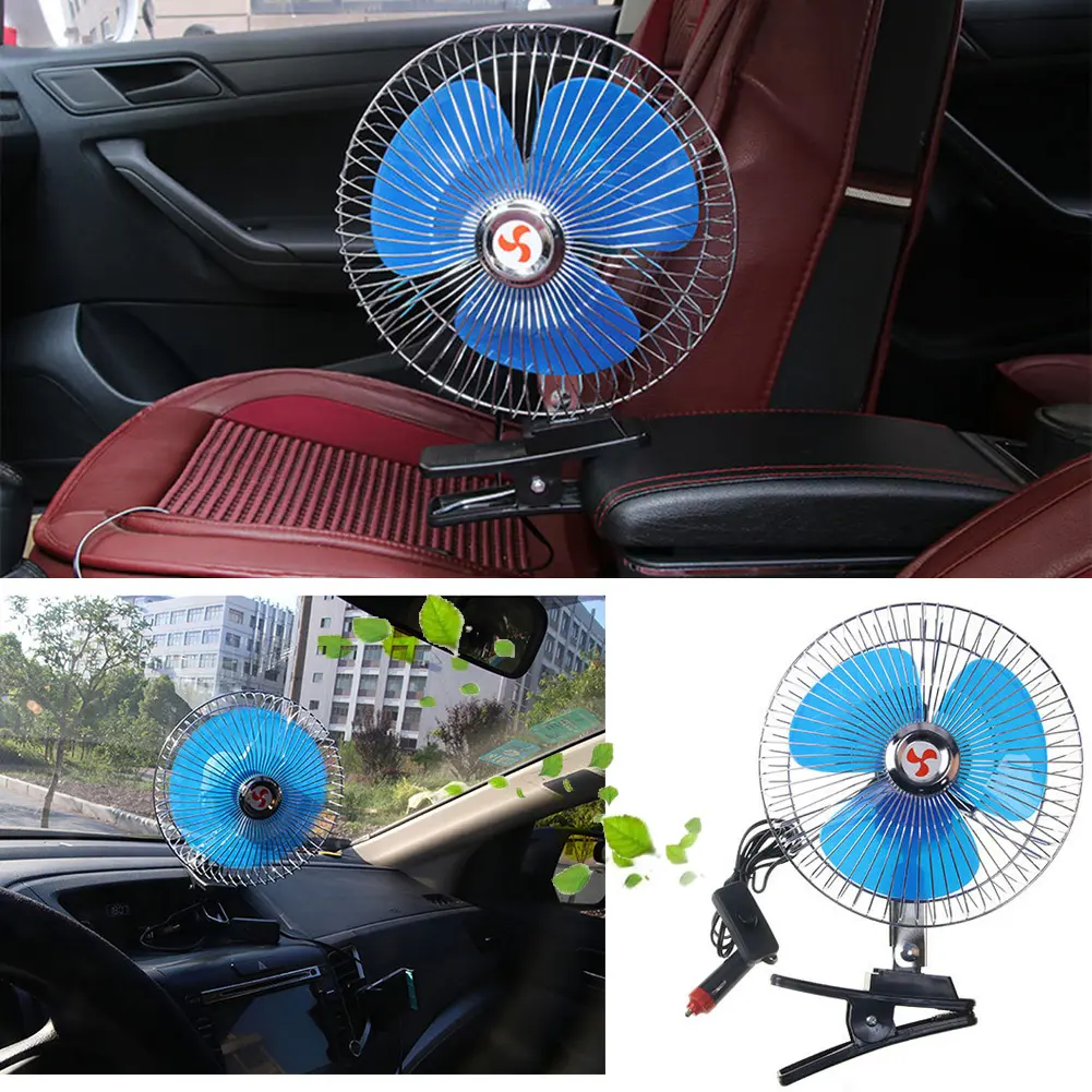 15W 24V Car Fan Truck Vehicle Portable Mini Fan Low Noise Strong Wind Car Air Conditioning Clip On Fan Air Circulator Ventilator