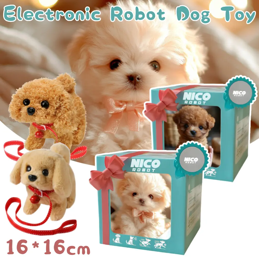 Electronic Robot Dog Interactive Plush Puppy Toy Acts Like A Real Puppy Stuffed Animal Dog Battery Operated for Kids Age 3 4 5 6