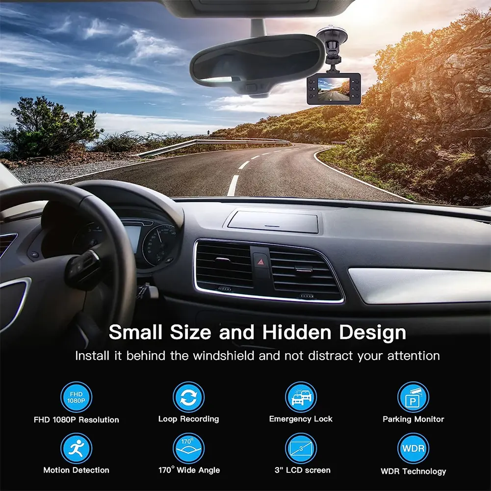 1080P Full HD Car DVR Dash Cam Car Loop Recording Vehicle Driving Recorder Night Vision Support TF 32G 140 Degree View Angle
