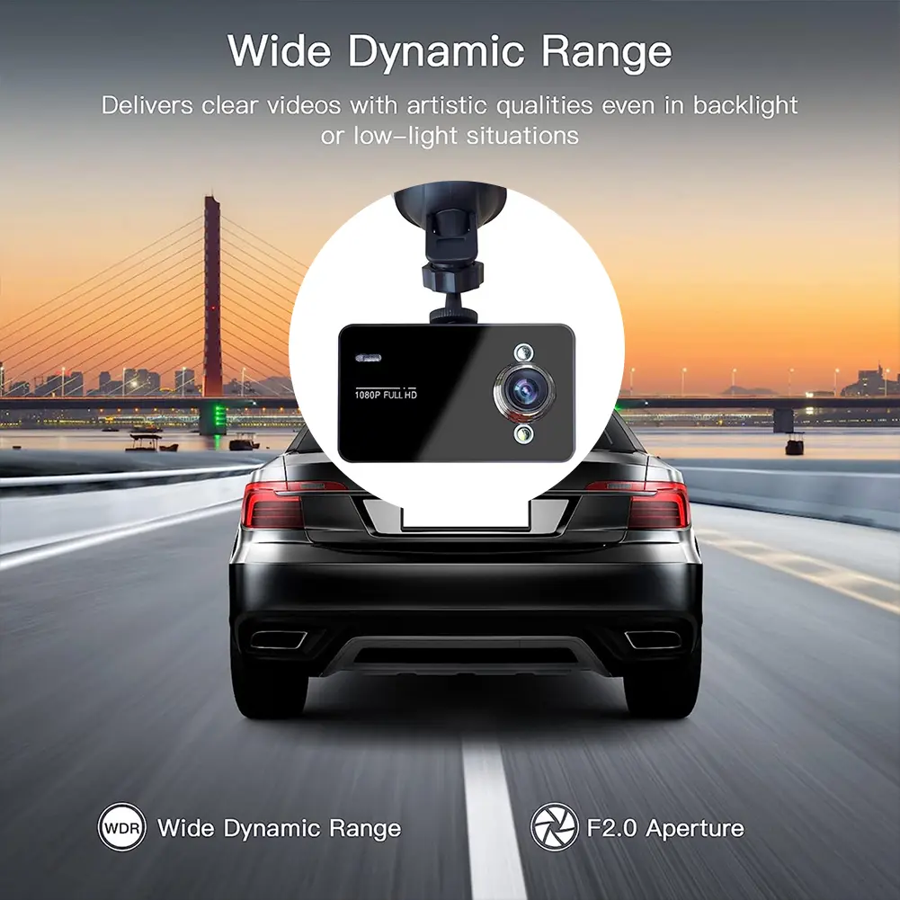 1080P Full HD Car DVR Dash Cam Car Loop Recording Vehicle Driving Recorder Night Vision Support TF 32G 140 Degree View Angle