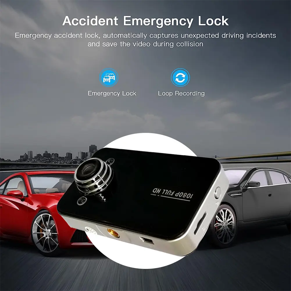 1080P Full HD Car DVR Dash Cam Car Loop Recording Vehicle Driving Recorder Night Vision Support TF 32G 140 Degree View Angle
