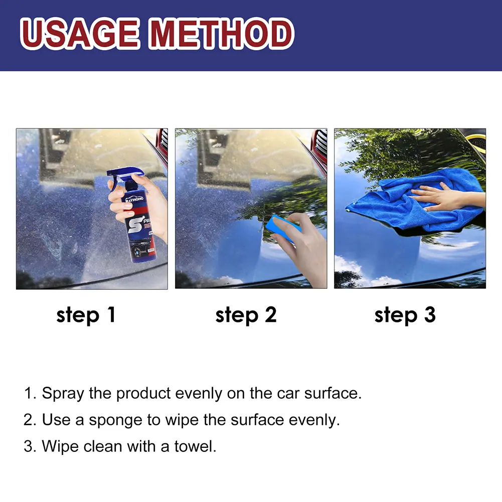 3 In 1 Car Ceramic Coating Spray Nano Repair Spray Dirt Stain Hydrophobic Wax Polish Paint Care Car Scratch Remover Repair Tools