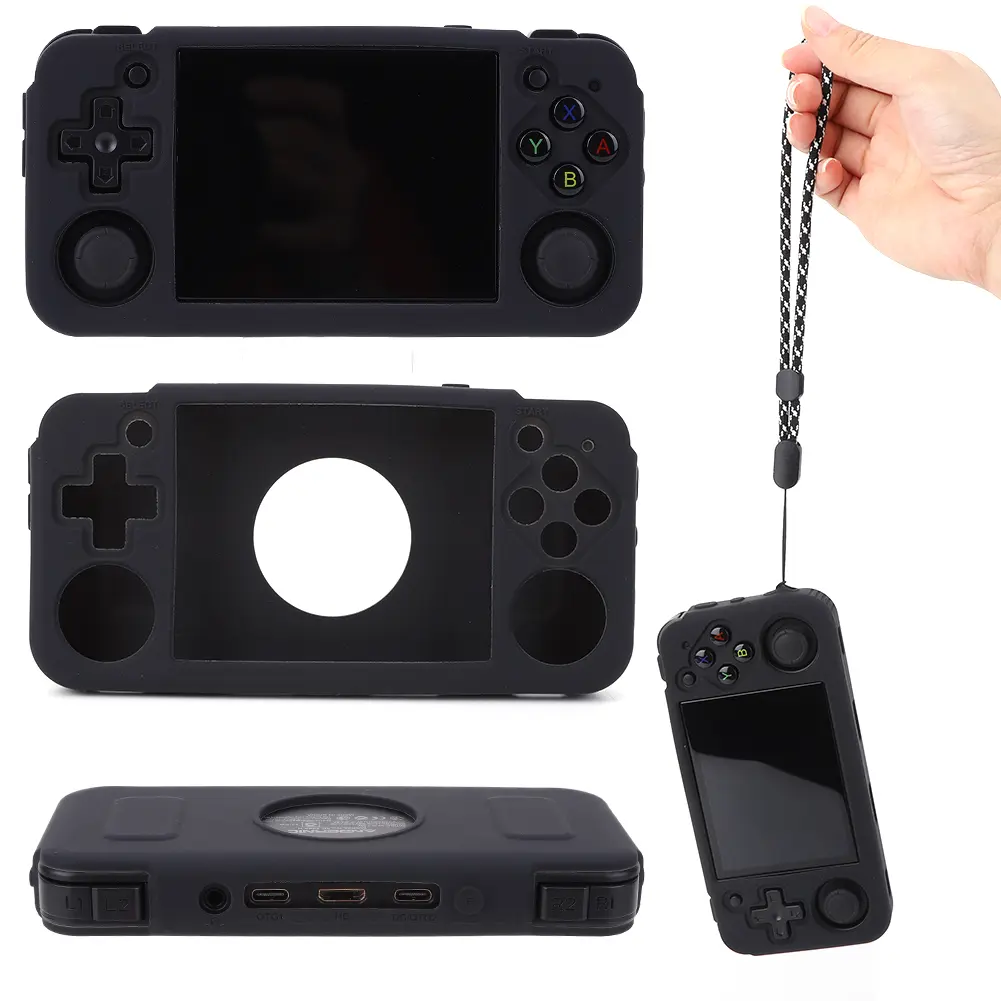 Silicone Case For ANBERNIC RG35XX H Game Console Protector Shockproof Protective Cover Soft Silicone Sleeve Skin with Lanyard