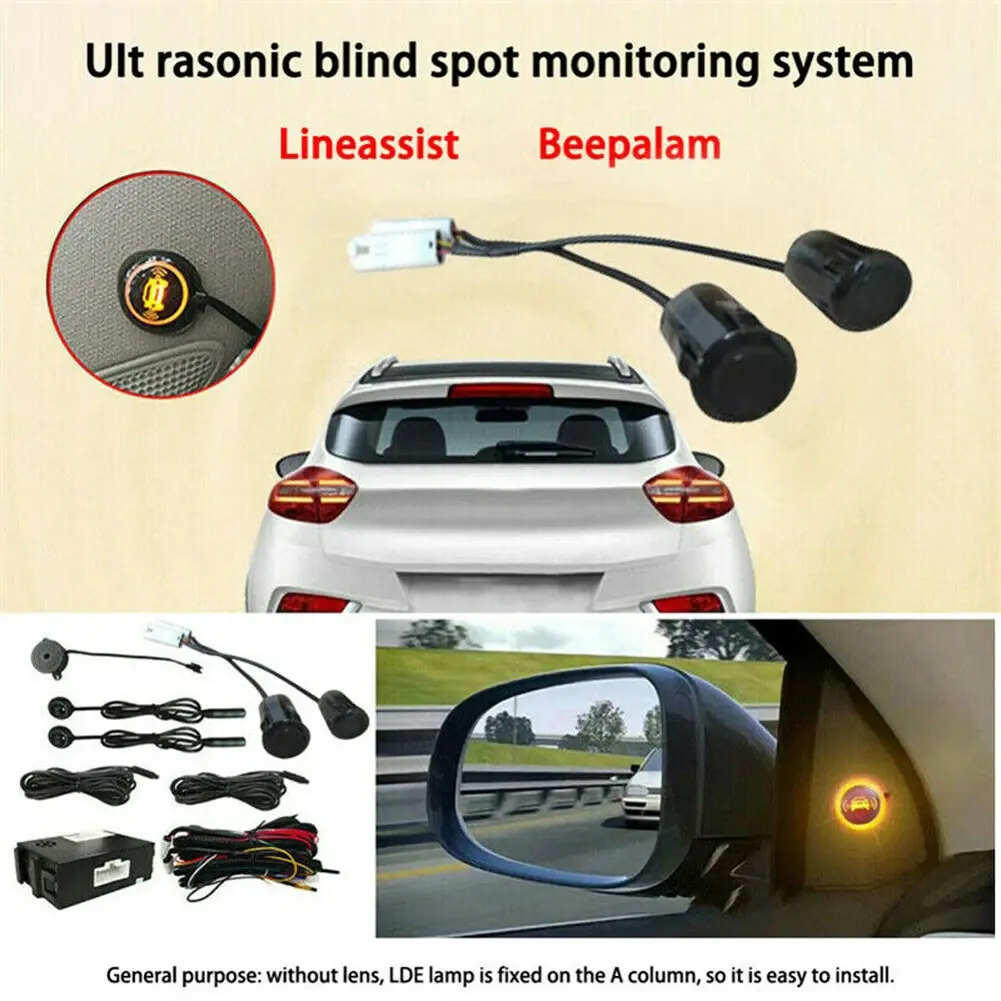 BSD Car Blind Spot Detection Waterproof Warning Light Monitor System Parking Sensor Assist Lane Changing Automotive Accessories