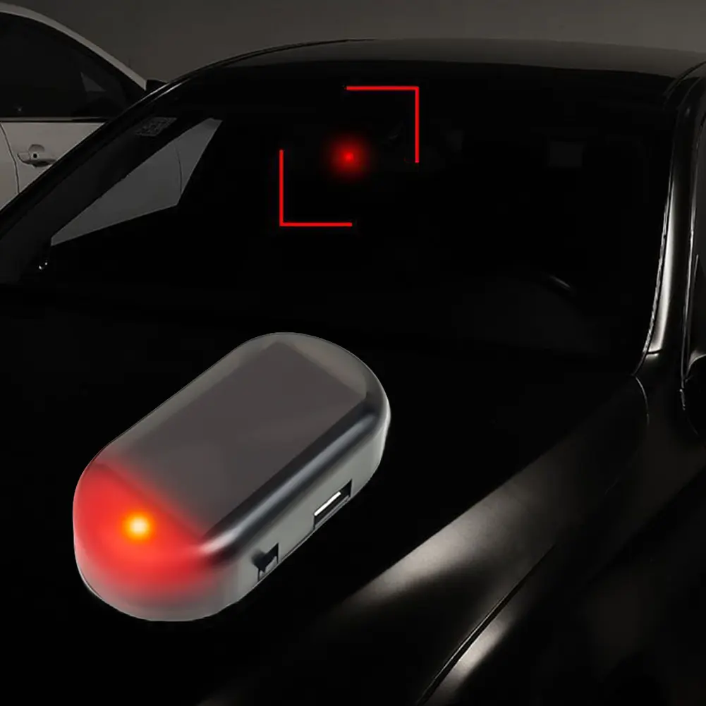 1-10pcs Car Fake Security Light Super Bright Wireless Warning Anti-Theft Caution Lamp Solar Powered Simulated Dummy Alarm Light