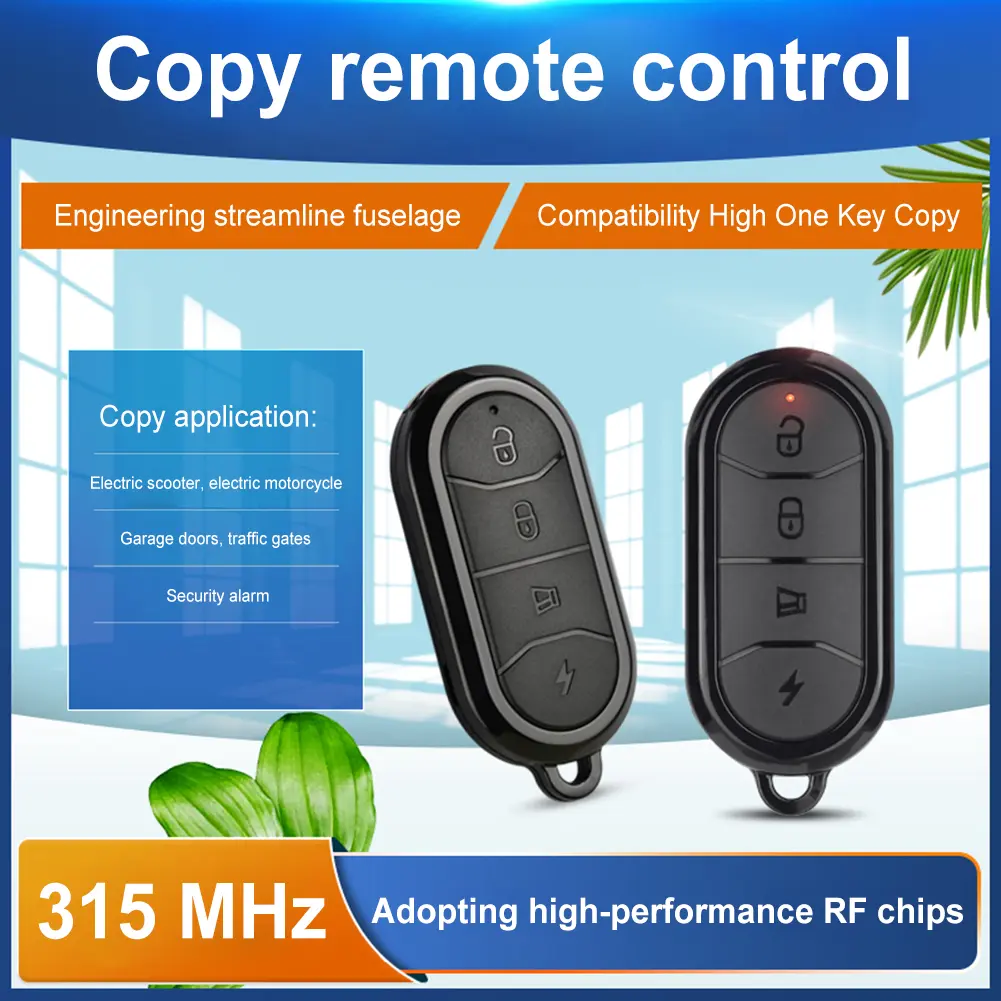 1-10PCS Copy Remote Control 315MHz 433MHz Cloning Duplicator 4 Buttons Key Fob Universal Garage Door Control for Smart Home