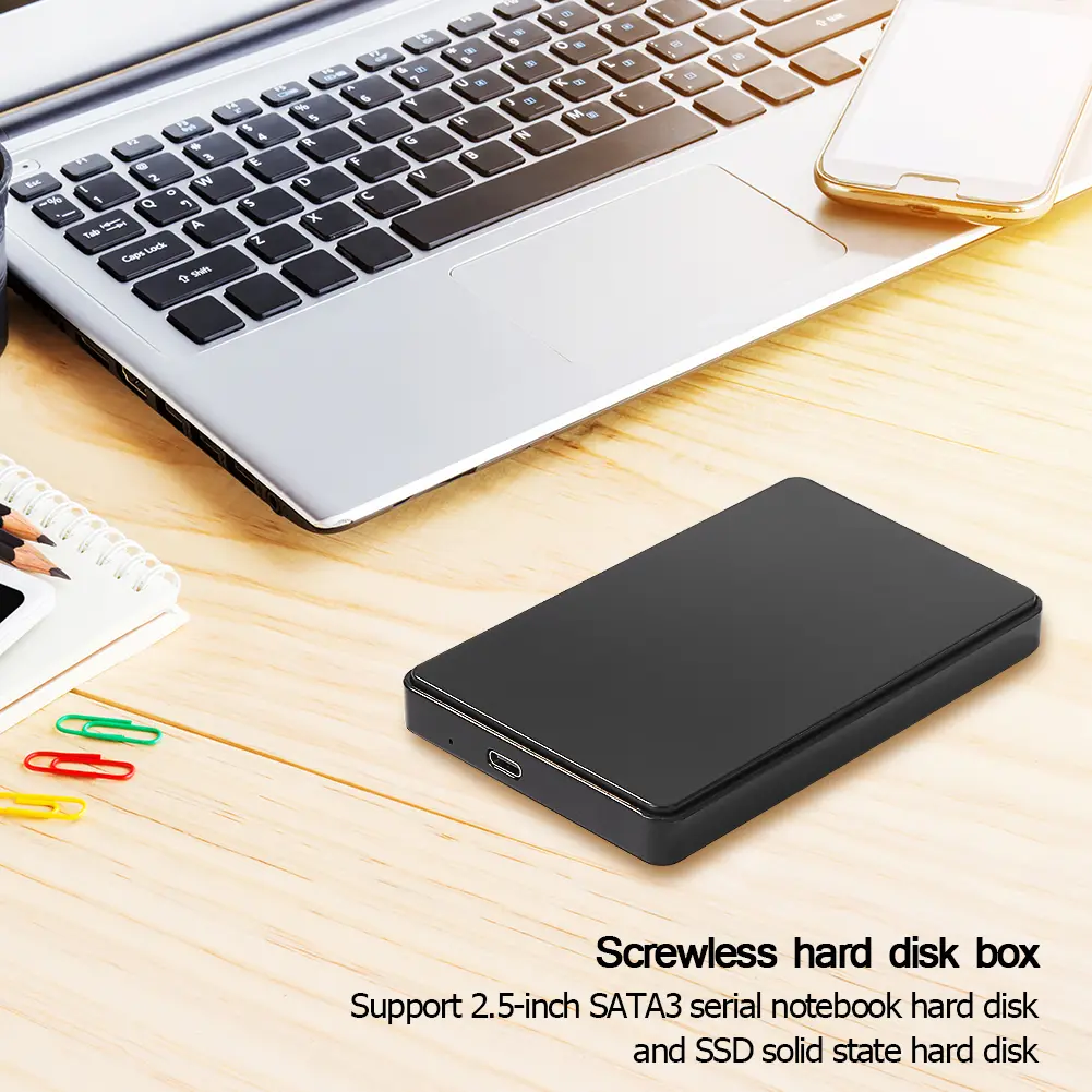 Portable USB3.1 Type C 2.5'' Hard Drive Enclosure Mobile HDD Box SATA 1/2/3 SSD Case for pc External Hard disk With USB C Cable