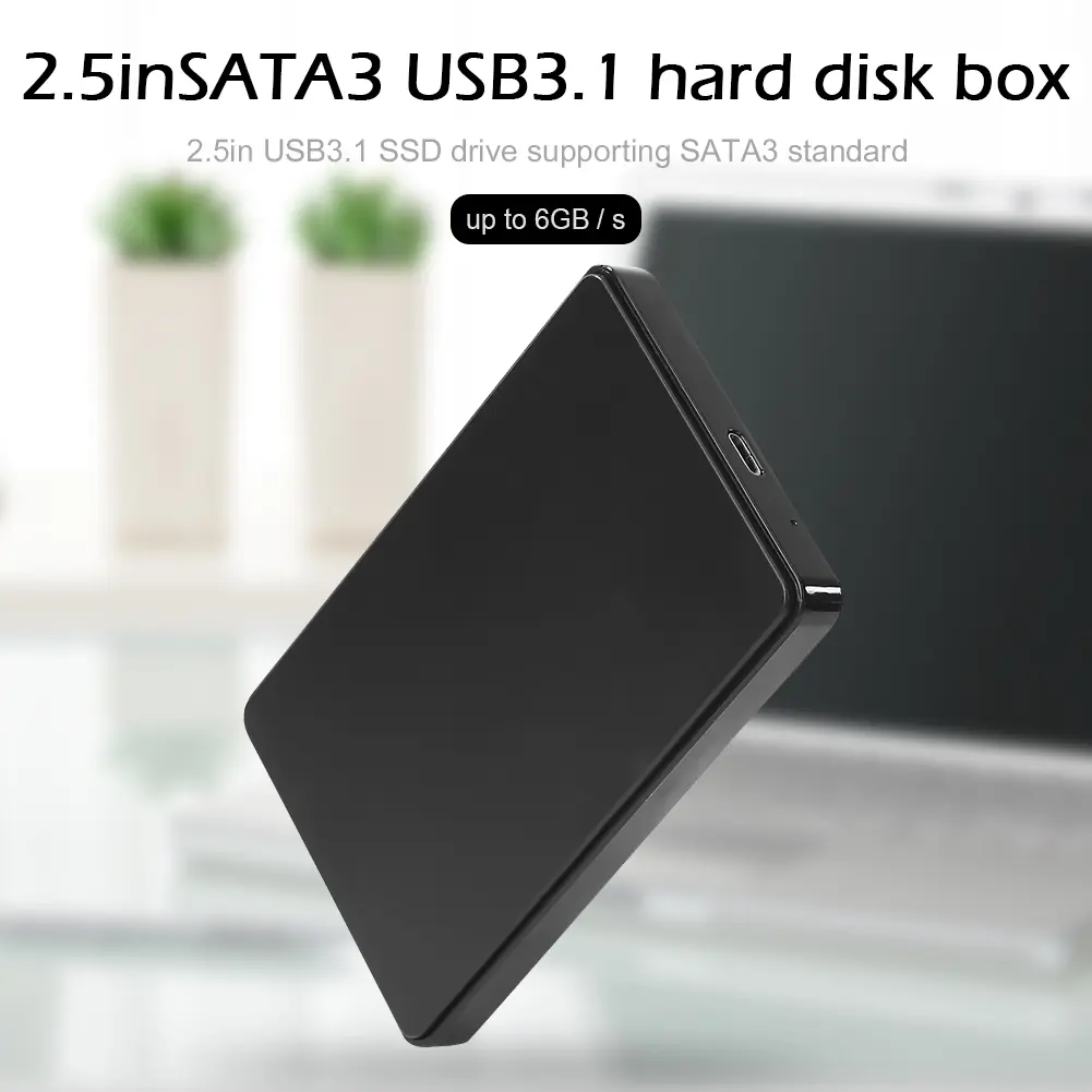 Portable USB3.1 Type C 2.5'' Hard Drive Enclosure Mobile HDD Box SATA 1/2/3 SSD Case for pc External Hard disk With USB C Cable