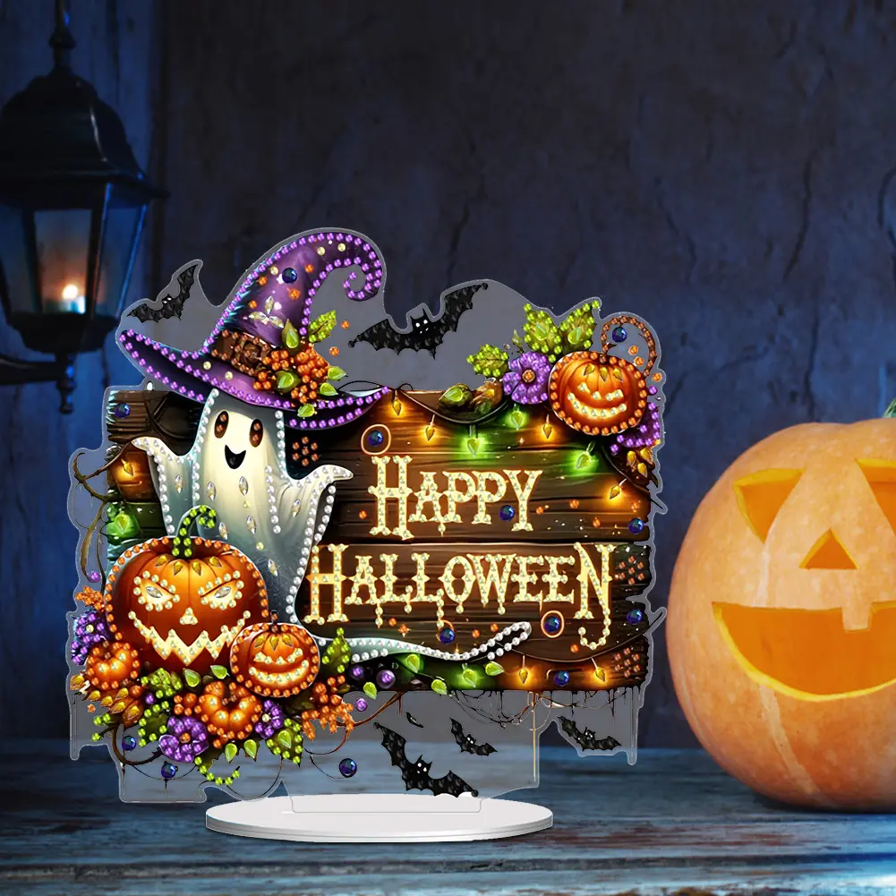 Acrylic Halloween Theme Diamond Painting Tabletop Ornaments Kit Table Top Diamond Painting Ornament Kits Home Bedroom Decoration
