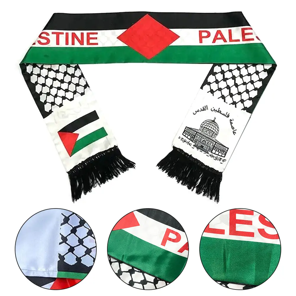 30-1PC Palestine Shawl Flag Scarf Palestine Scarf Printing Satin Palestinian Flag Scarf Palestinian National Day Scarves